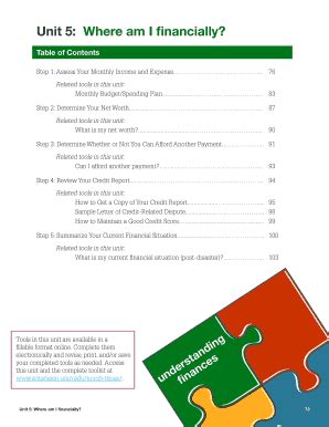 Fillable Online Extension Umn Unit 5 Where Am I Financially