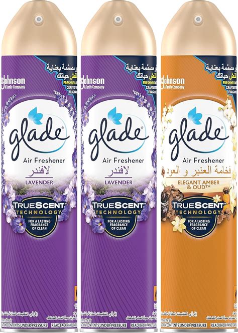 Glade Aerosol 2 X Lavender And 1 X Elegant Amber And Oud Air Freshener Refresh Every Room In Your