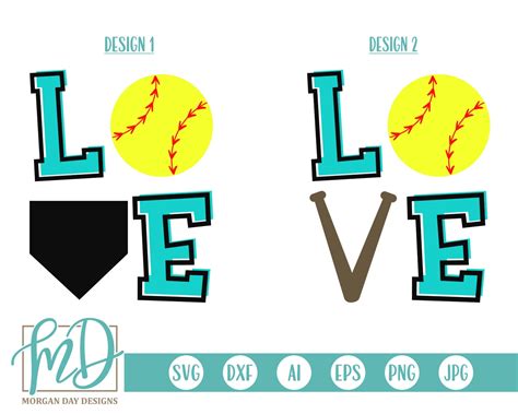 Softball Svg Softball Love Svg Softball Mom Svg Love Etsy