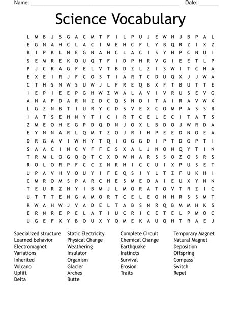 Science Vocabulary Word Search Wordmint