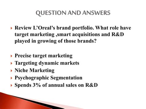 L Oreal Case Study Ppt