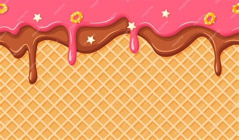 Premium Vector Ice Cream Cone Seamless Pattern Waffle Texture With