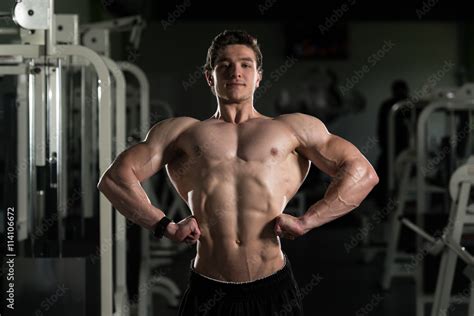 Bodybuilder Performing Front Lat Spread Pose Stock Photo Adobe Stock