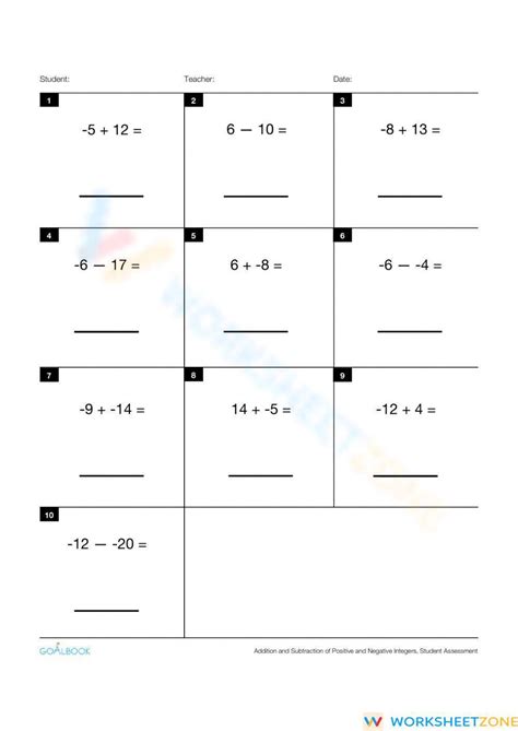 Adding Positive And Negative Numbers Worksheet Hot Sex Picture