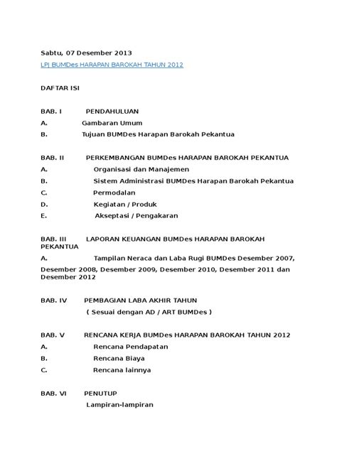 17 Contoh Laporan Pertanggungjawaban Bumdes Pdf My Tugas