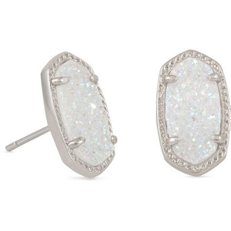 Kendra Scott Ellie Silver Stud Earrings In Iridescent Drusy 65 Liked