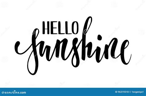 Hello Sunshine Hand Drawn Calligraphy And Brush Pen Lettering Stock