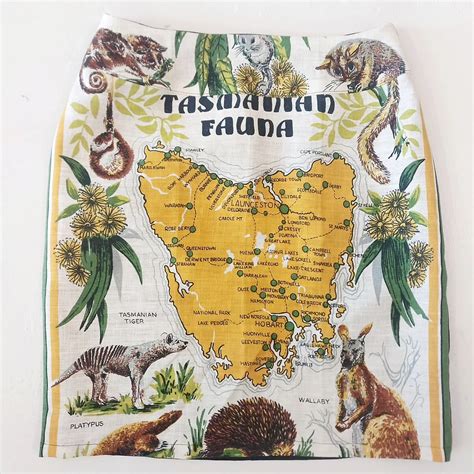 Slightly Mad Map Of Tassie Fauna Skirt Shalldesign