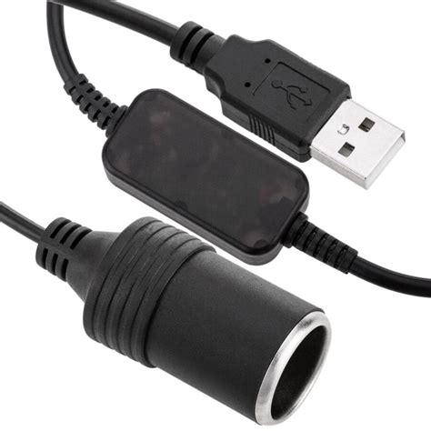 USB 5V 12V Dişi Araç Çakmak Soketi Dönüştürücü 1m Kablolu Oto