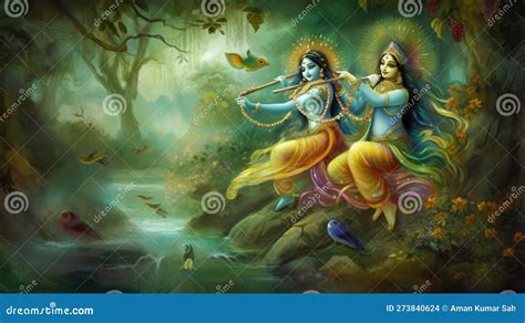 Lord Radha Krishna Are Known For Their Divine Love And Devotion Towards Each Other Stock