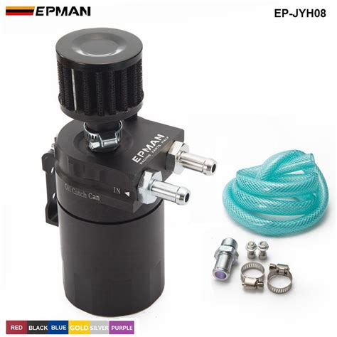 2021 Epman Universal Aluminum Oil Catch Tank Can Reservoir Tank Breather Filter Colorredblue