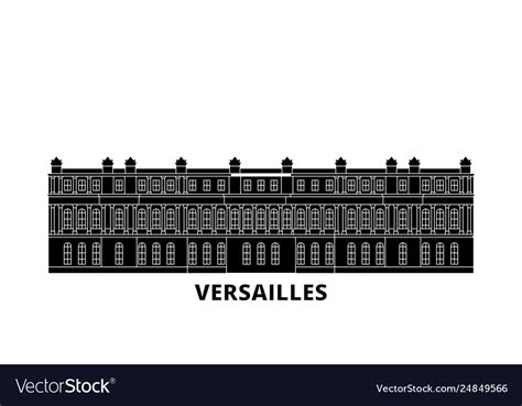 France Versailles Landmark Flat Travel Skyline Vector Image