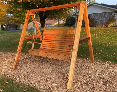 Red Cedar Royal Highback Porch Swing Wa Frame Swing Stand