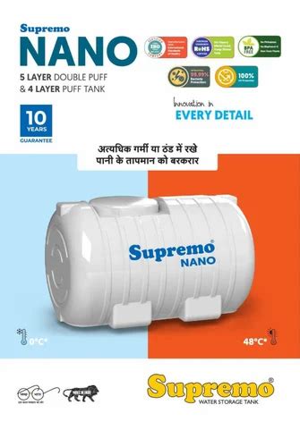 Supremo Roto Mould Nano Layer Puff Water Storage Tank At Rs Litre