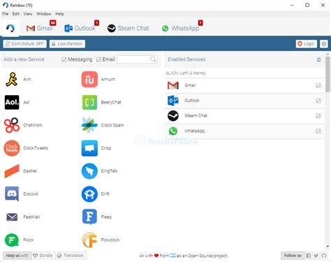 Rambox screenshot and download at SnapFiles.com