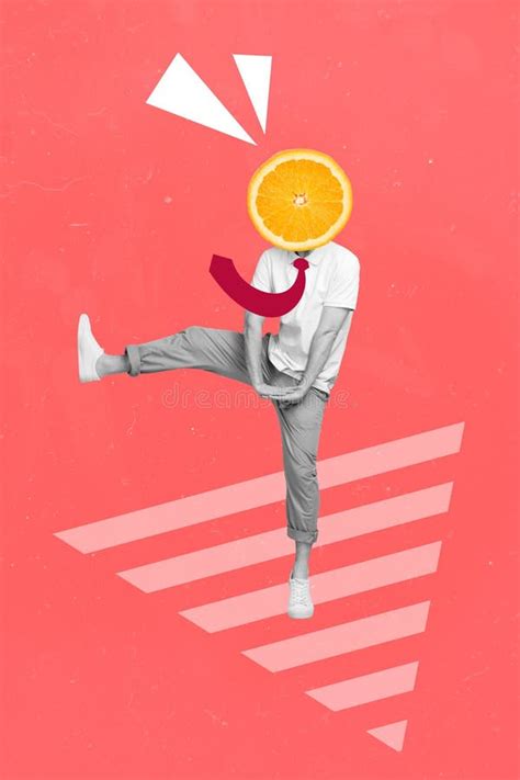 Photo Artwork Minimal Collage Picture Happy Funny Guy Dancing Orange