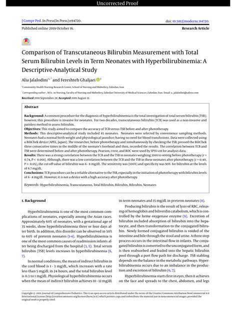 Pdf Comparison Of Transcutaneous Bilirubin Measurement With Total