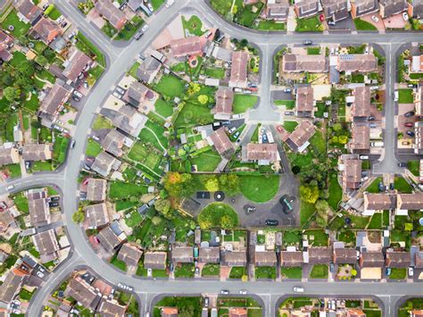 Aerial View Of Traditional Housing Estate In England Looking St