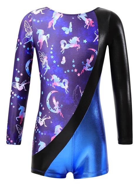 Inlzdz Girls Metallic Gymnastics Leotard One Piece Ballet Dancewear