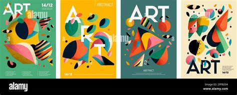 Collection Of Abstract Modern Art Posters Illustration Set Of