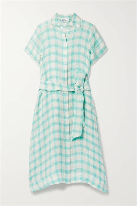 Buy Lisa Marie Fernandez Net Sustain Belted Checked Linen Blend Gauze