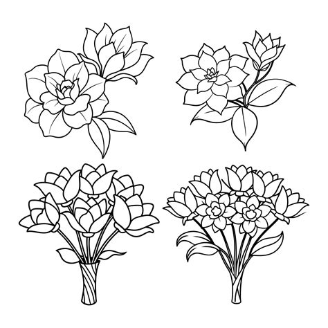 Premium Vector | Floral line art coloring page design template