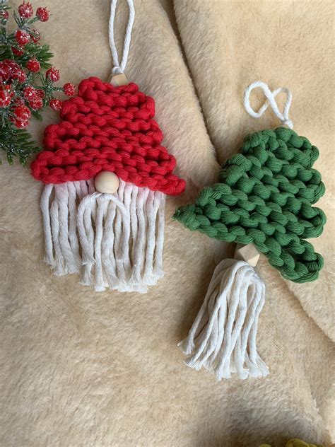 Macrame Christmas Tree Ornament Christmas Gnomes Unique Etsy