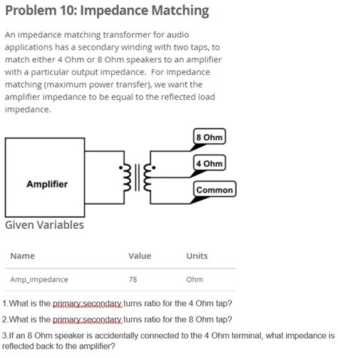 Solved Problem 10 Impedance Matching An Impedance Matching