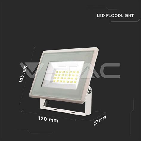 V TAC VT 4924 FARO LED FLOODLIGHT 20W SMD IP65 COLORE BIANCO LUCE