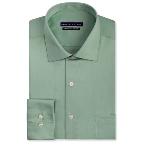 Geoffrey Beene Big And Tall Non Iron Sateen Solid Dress Shirt In Green