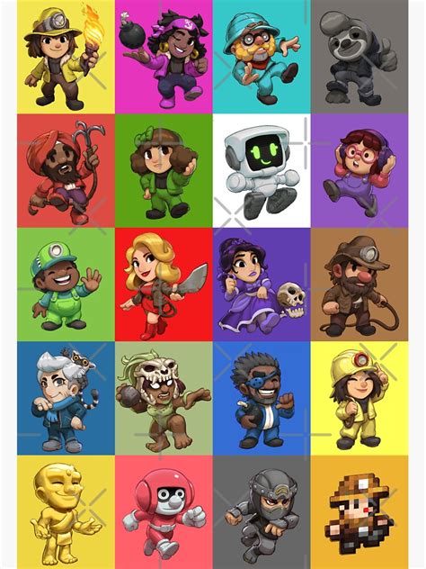 "Spelunky 2 - All Characters Pattern" Sticker by remembermekid | Redbubble