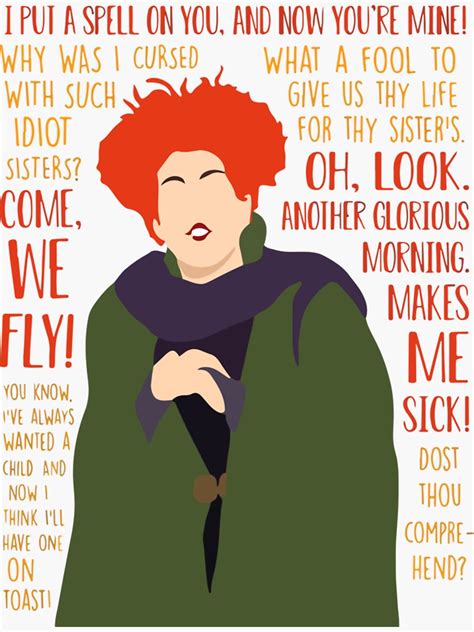 "Hocus Pocus Winifred Sanderson Quotes " Sticker for Sale by clothingstoreJK | Redbubble