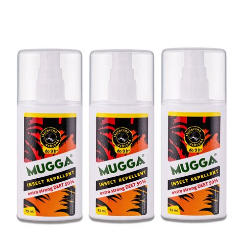 ZESTAW MUGGA NA KOMARY TROPIKALNE REPELENT SPRAY Mugga 50 Deet Spray