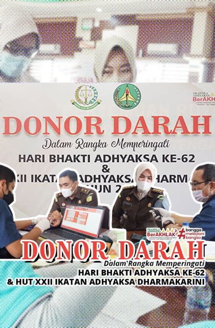 Donor Darah Dalam Rangka Memperingati Hba Ke Kejaksaan Negeri Kota