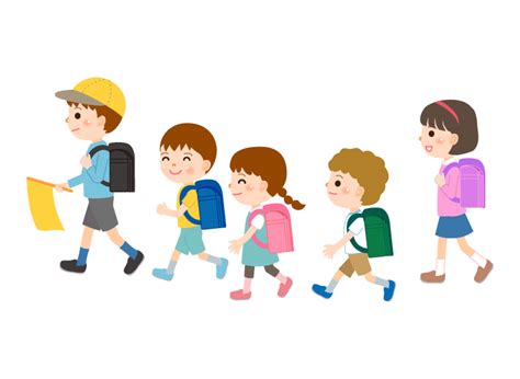 登校／下校する小学生の子どもたちのイラスト 無料のフリー素材 イラストエイト