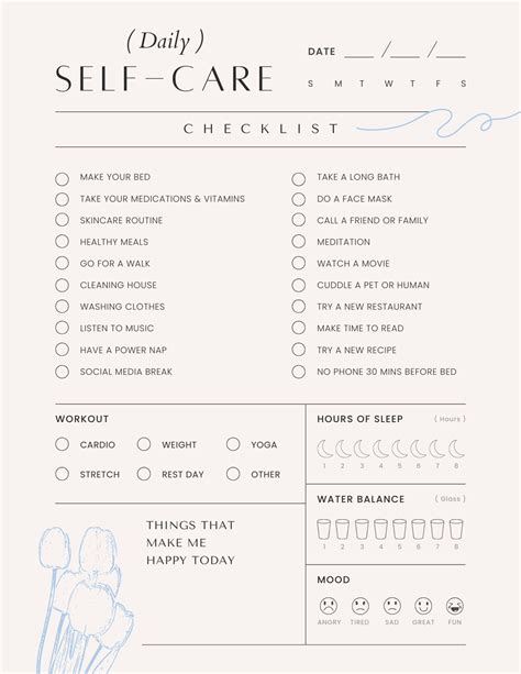 Self Care Checklist Etsy