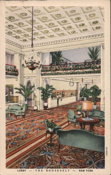 Lobby, The Roosevelt Hotel New York City, NY Postcard