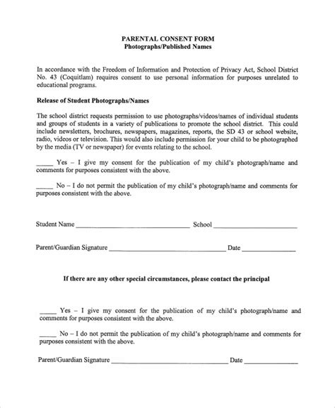 Printable Photography Consent Form Template