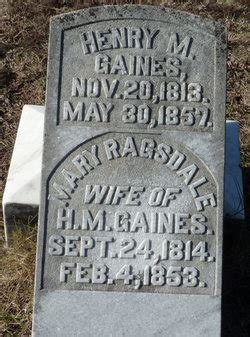 Mary Ragsdale Gaines Find A Grave Memorial