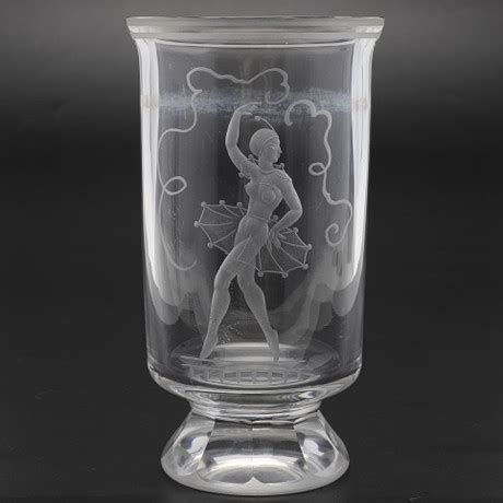 EMIL WEIDLICH vas dekor med dansös Elme glasbruk 1930 40 tal Glas