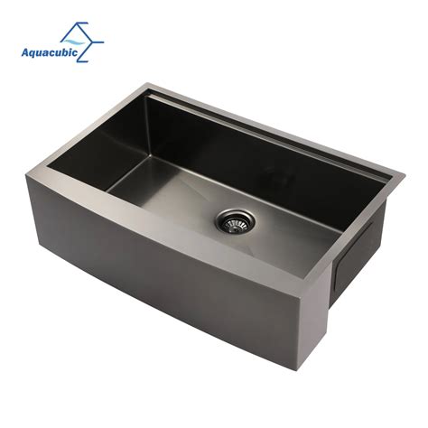 Aquacubic Modern Single Bowl Apron Front Stainless Steel Farmhouse Sink