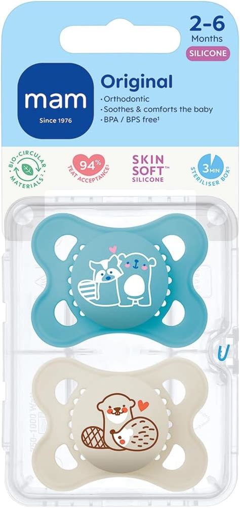 Mam Original Pure Soother 2 6 Months Set Of 2 Baby Soother Made From