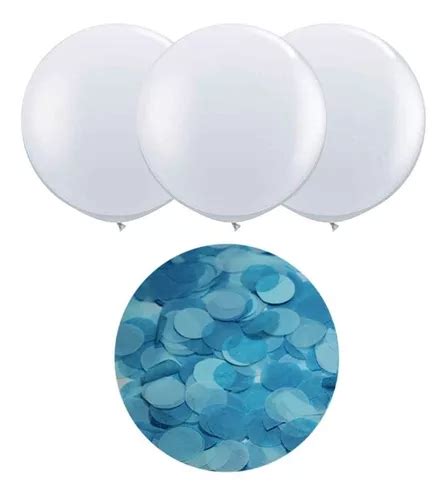 Globo Gigante Transparente Confetti Celeste Azul 61 Cm Cuotas sin interés