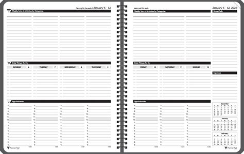 Executive Spiral Bound Black Dated 85x11 Planner Pads