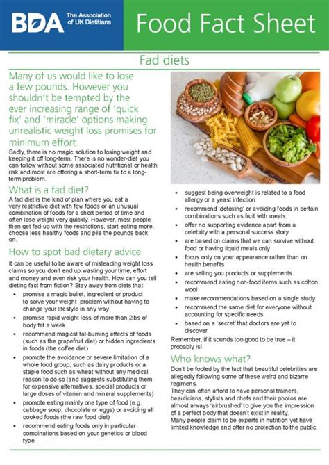 Fad Diet Pdf 149485 Bda Fad Diets Fact Sheet