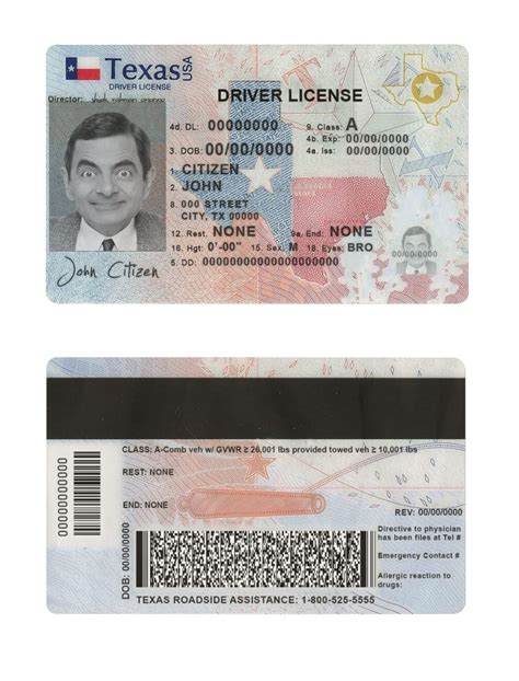 Fake Usa Texas Driver License Template Psd Layer Present