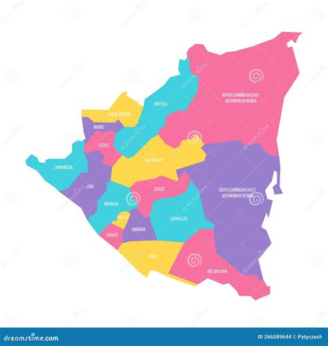 Carte Politique Nicaragua Des Divisions Administratives Illustration De