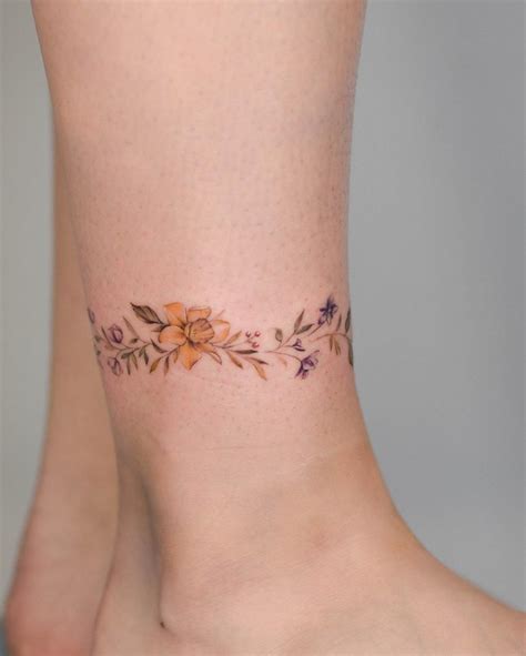 Flower Anklet Tattoo