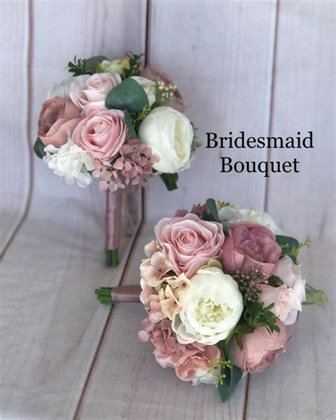 Blush Bouquet Wedding Silk Bridal Bouquet Romantic Bouquet Dusty Rose Wedding Floral Wedding