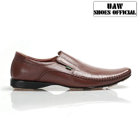 Jual Uawshoesofficial SEPATU PANTOFEL KULIT 02 BROWN Sepatu Polos